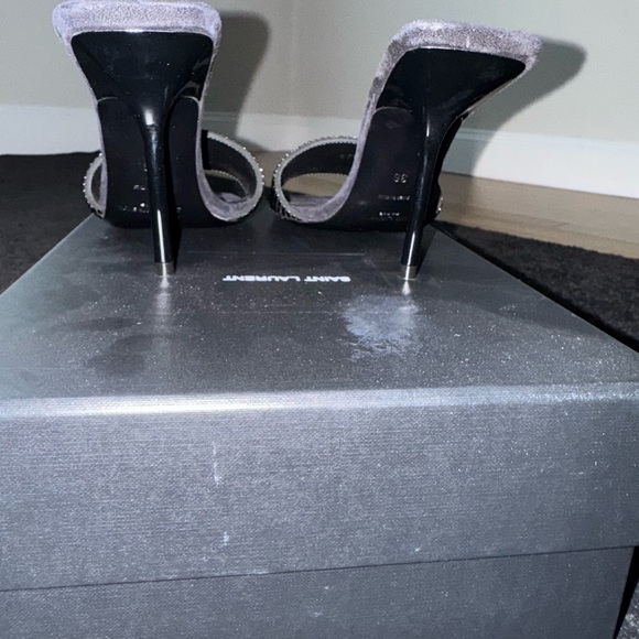 Saint Laurent Black Embellished Heels - Picture 4 of 10